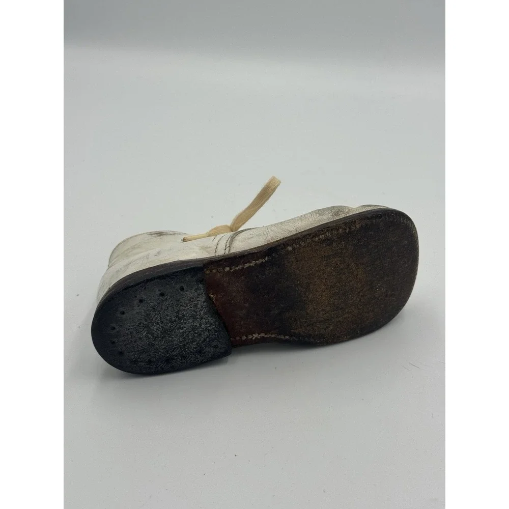 Antique Unisex Infant Toddler Baby Lace Right Shoe Leather Vintage
